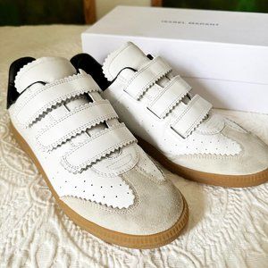 Isabel Marant Women's Beth Leather Sneakers in white, Size 40.